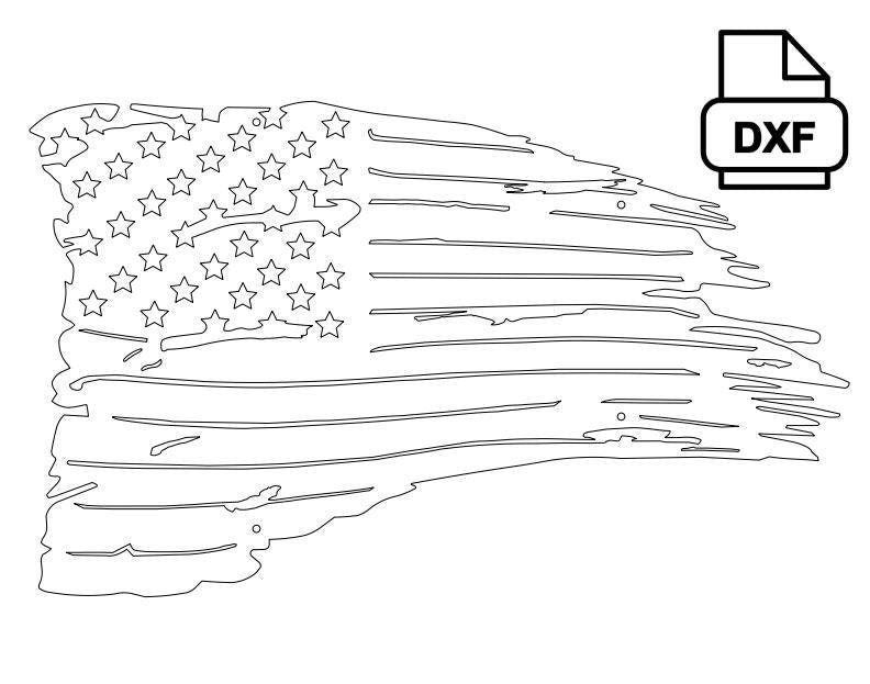 dxf tattered american flag drawing