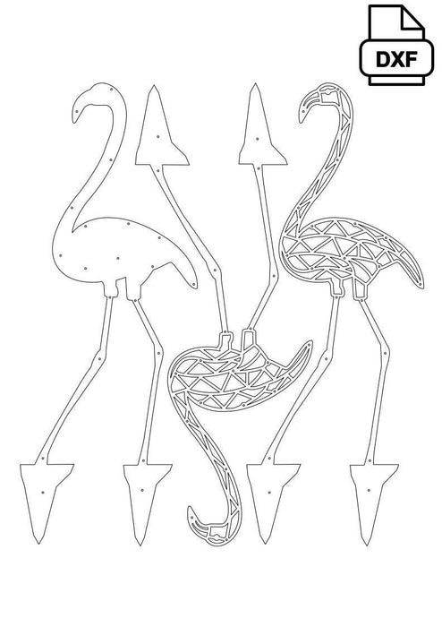 DXF file of a geometric flamingo design on a white background