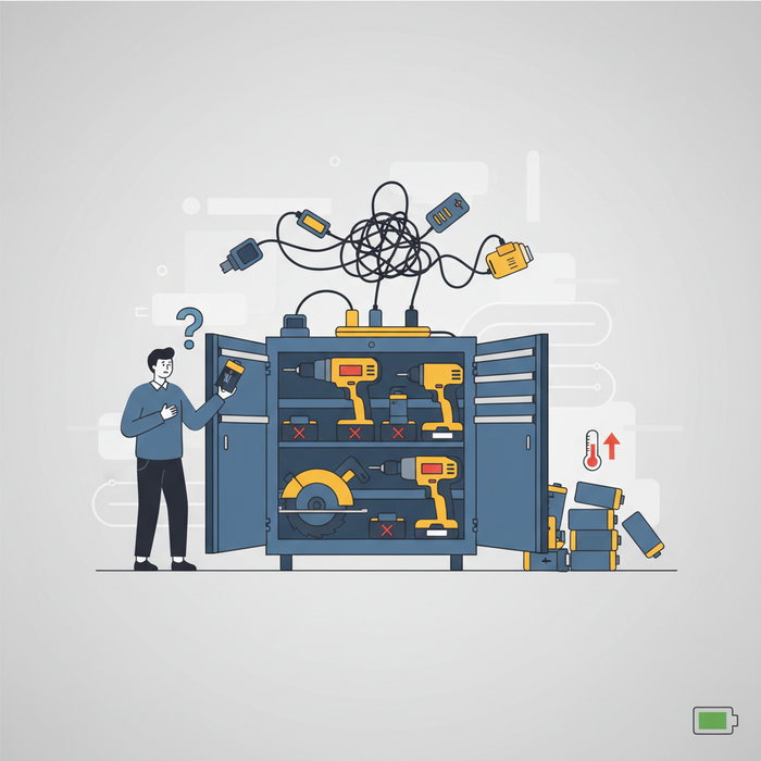 Illustration for Smart Power Solutions: Maximizing Battery Life in Your Professional Tool Storage