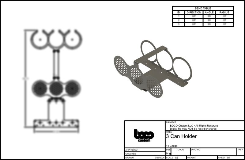 DXF Files for CNC Cutting | 3 Spray Can Holder