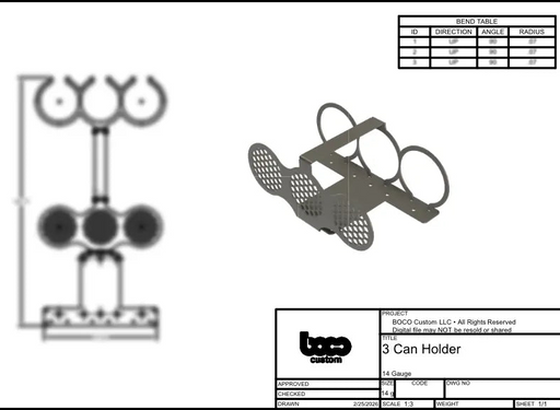 DXF Files for CNC Cutting | 3 Spray Can Holder BOCO Custom LLC