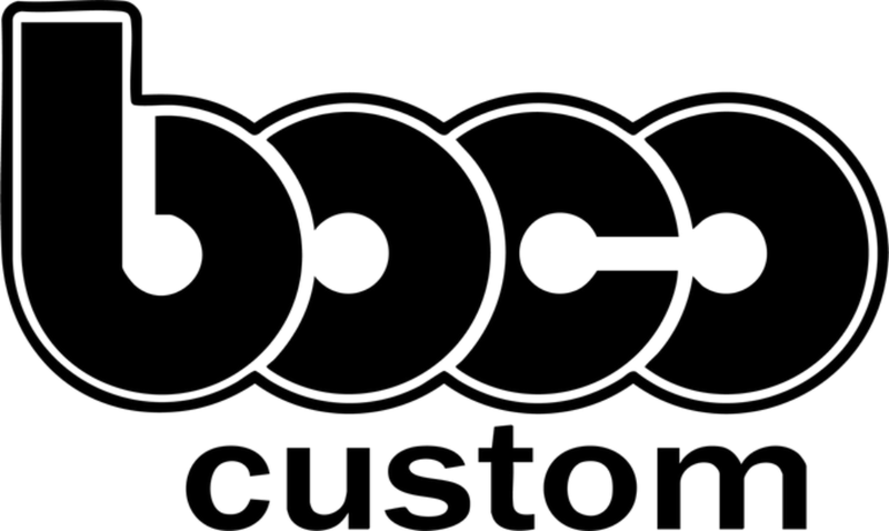 Black and white graphic logo featuring three interlocking stylized letters above the word 'custom'.