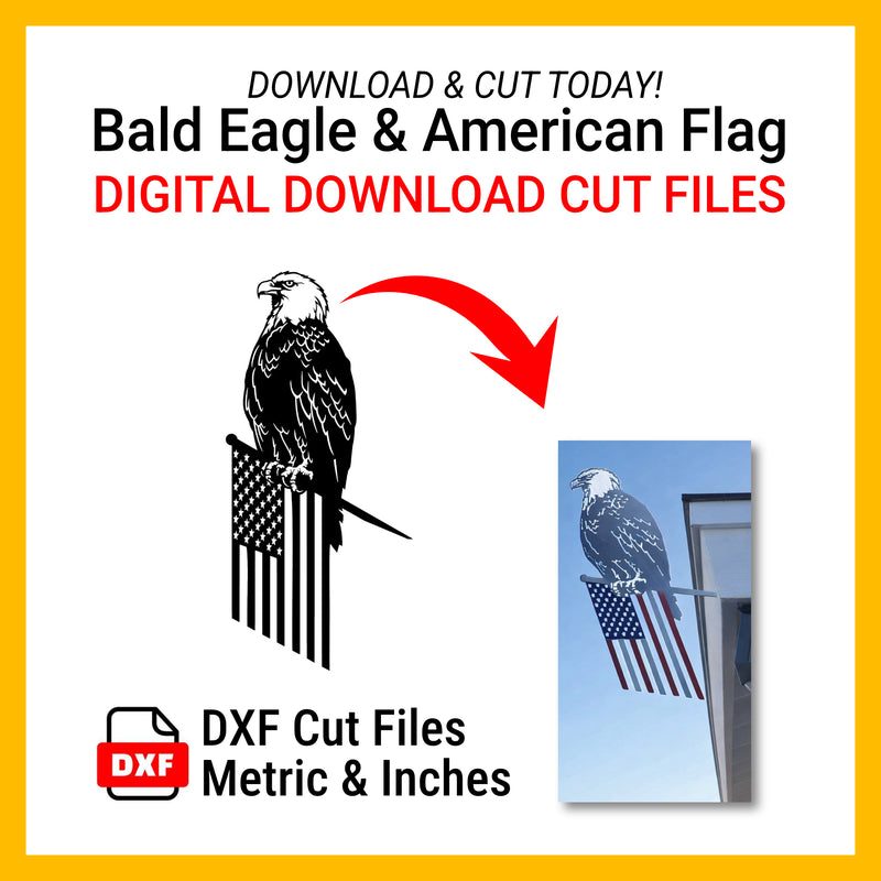 DXF Files for CNC Cutting | Bald Eagle Perched on American Flag Digital Download
