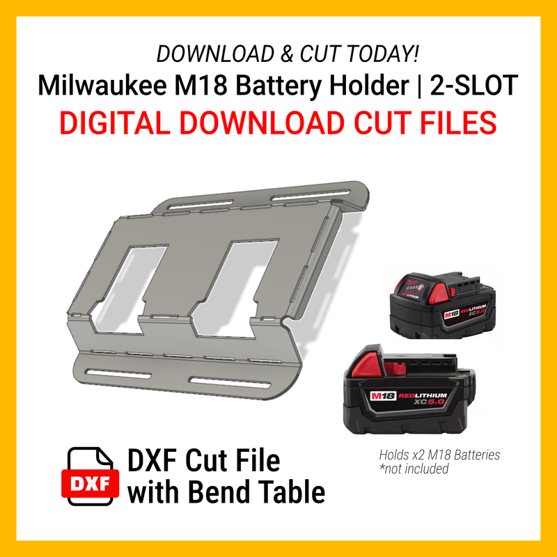 DXF Files for CNC Cutting | Milwaukee M18 2-Battery Holder