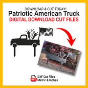 DXF Files for CNC Cutting | American Truck with Fireworks and American Flag Lawn Stake Digital Download BOCO Custom LLC