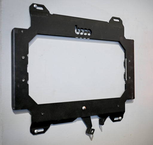 HUSKY LOCKING MOUNTING PLATE ON WALL, BARE, SHOWS BOCO CUSTOM LOGO