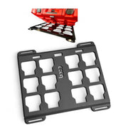 a powder coated black Milwaukee packout mounting plate showing a full width size box