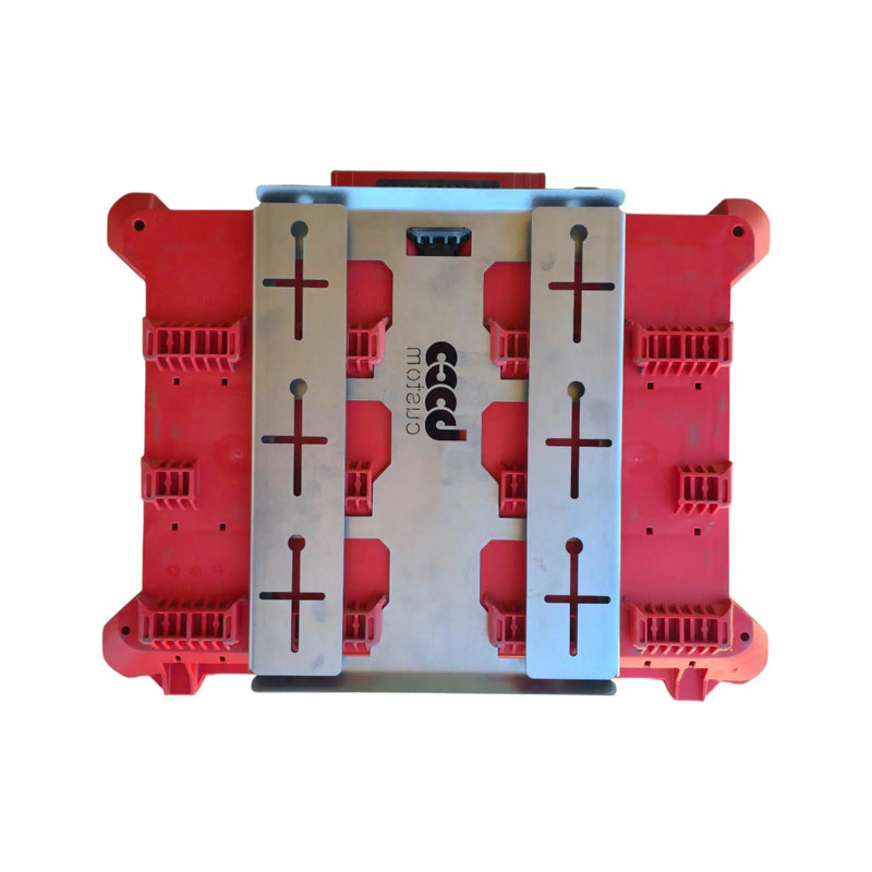 Underside view of Packout Center Mount, Dual Width box attached by boco custom
