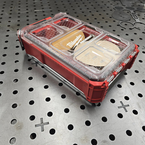 Milwaukee Packout single mount with hidden fasteners, 14-gauge raw steel plate for motorcycle and off-road racks.