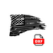American flag silhouette with a DXF file icon on a white background