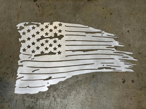 Custom laser-cut metallic American Flag wall art by BOCO Custom LLC