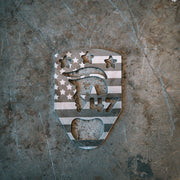 metal bottle opener with cutout of president trump and the number 47