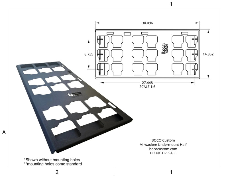 Milwaukee Packout Triple Mounting Plate,  XL, Undermount