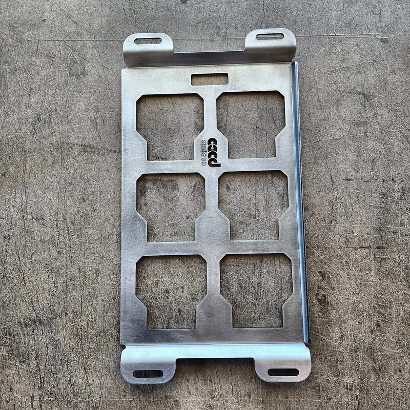 Clearance B-Grade half width Packout mounting plate, back view showing the bent edge on the right