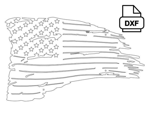 dxf tattered american flag drawing
