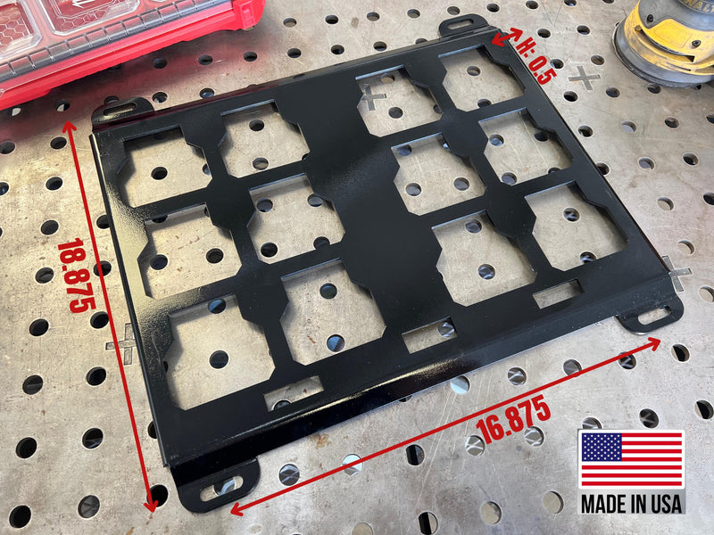 2-Pack Mounting Plate for Milwaukee Packout Dual Full Width, 14 ga steel, Light Duty, Low-Profile, Raw or Powder Coat Option, USA MADE