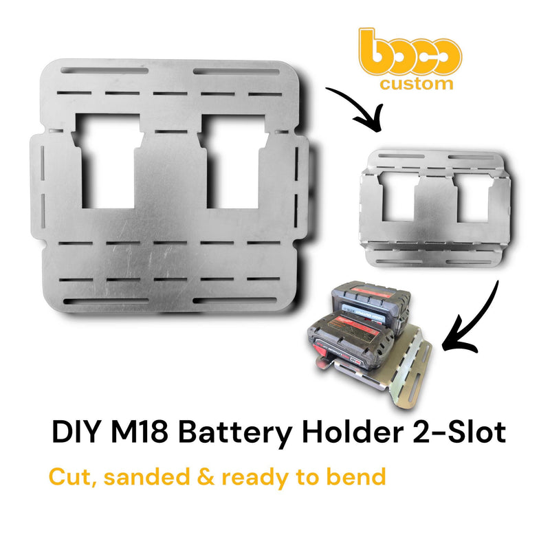 Bend At Home (DIY) Milwaukee M18 Battery Holder, 2-slot, Steel, USA Made