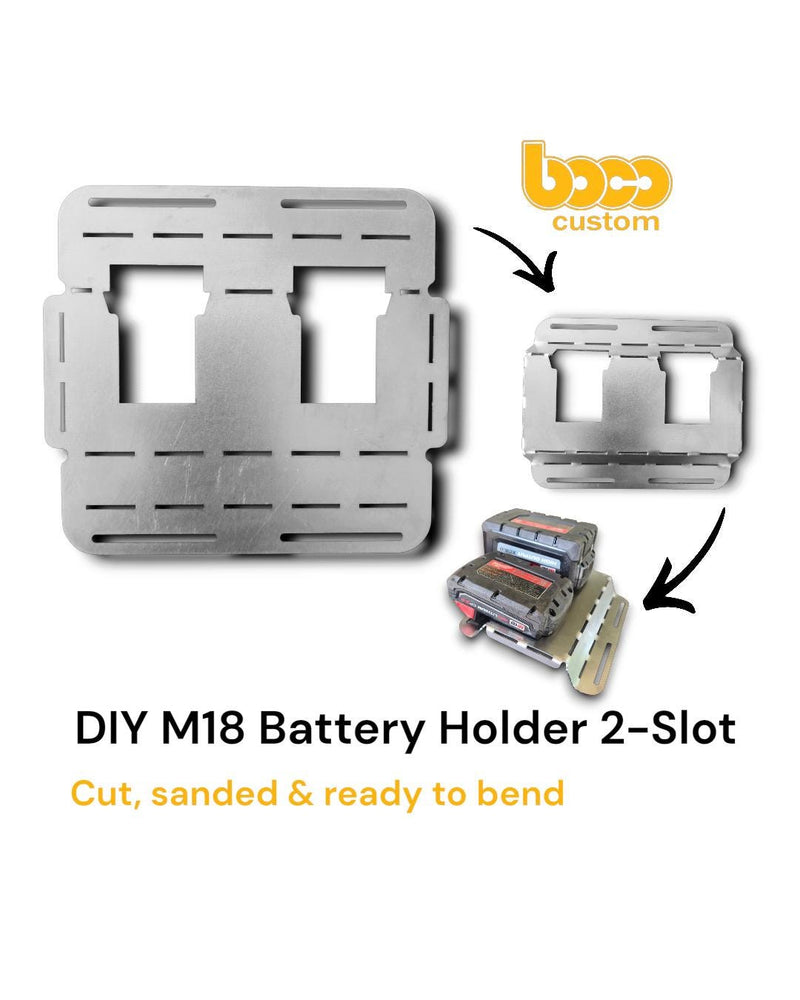 Bend At Home (DIY) Milwaukee M18 Battery Holder, 2-slot, Steel, USA Made