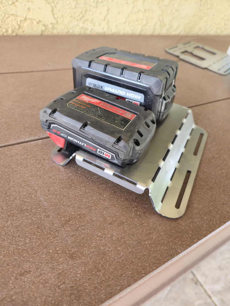 Bend At Home (DIY) Milwaukee M18 Battery Holder, 2-slot, Steel, USA Made