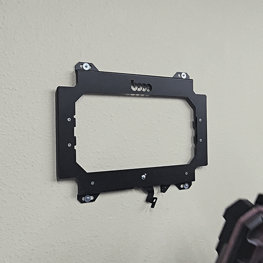 Husky Build-Out V2 locking mounting plate in textured black finish showing the steel locking arm and universal compatibility with all Build-Out toolboxes.