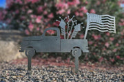 DXF Files for CNC Cutting | American Truck with Fireworks and American Flag Lawn Stake Digital Download BOCO Custom LLC