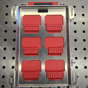 Milwaukee Packout organizer box clicked into a BOCO Custom aluminum mounting plate, showing secure fit.