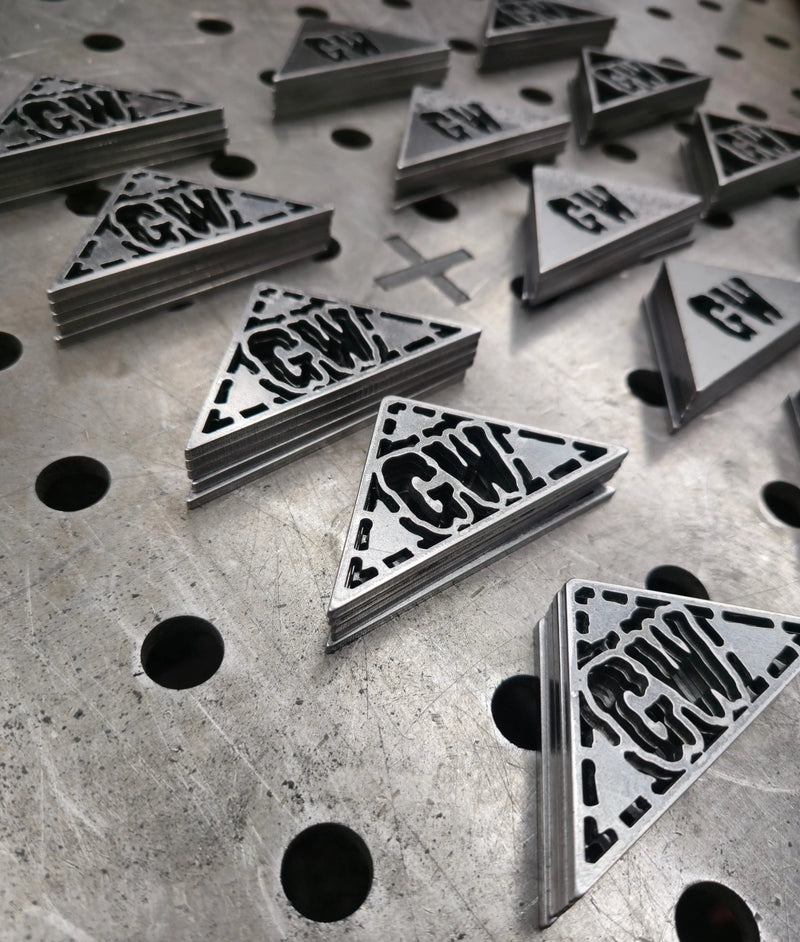 2.5" x 2.5" CUSTOM LOGO Corner Gussets - 90 Degree BOCO Custom LLC