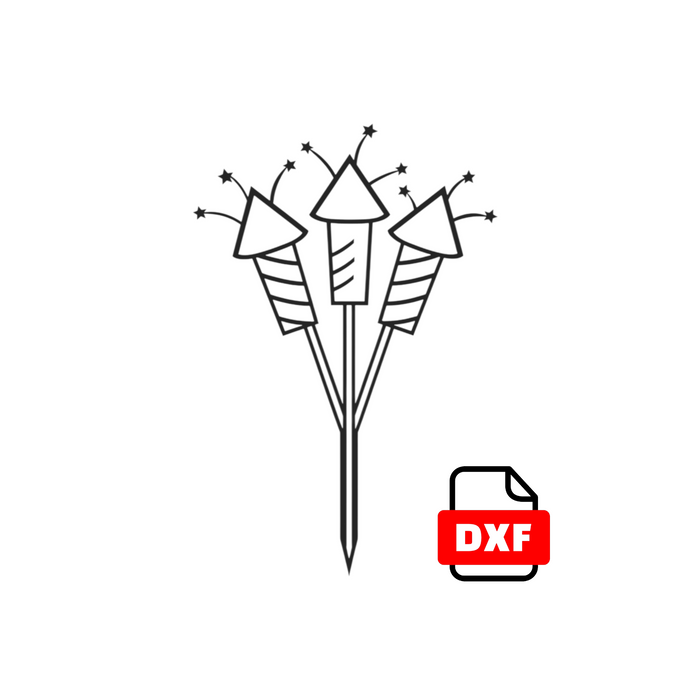 DXF File for Firework Lawn Stake, Ready to Cut (Digital Download)