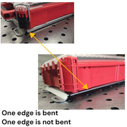B-Grade plate comparison: one edge is bent, the opposite edge is not bent